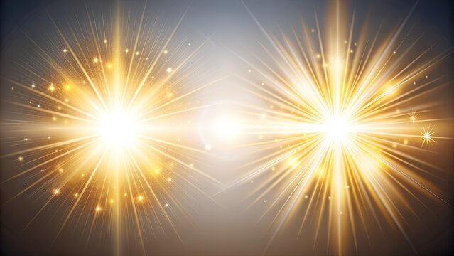 Two bright golden light bursts with glowing particles and lens flare effect, creating a radiant and energetic abstract background
