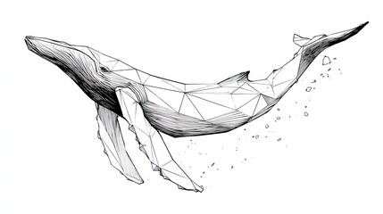 Geometric whale illustration