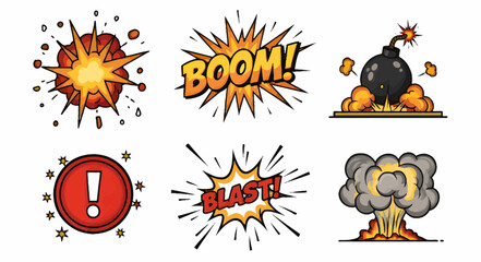 Comic book style explosions and sound effects collection © Collection 