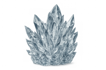Ice crystal formation with sharp facets, cold transparent structure, representing strength, nature, and purity
