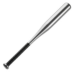 A sleek metallic baseball bat with a textured grip isolated on transparent background