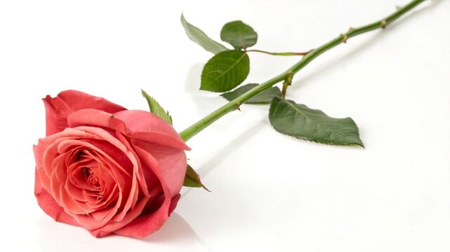  long stem red rose isolated on white background video