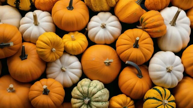 Exploring a vibrant pumpkin patch with a variety of colors and shapes during the fall season