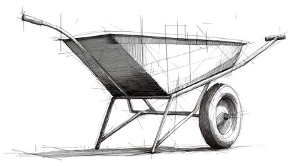 Hand drawn wheelbarrow design
