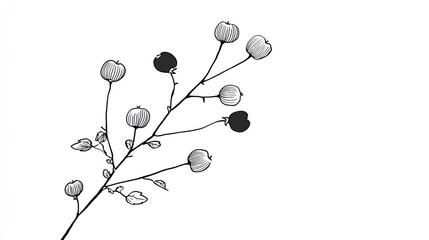 Simple branch with fruit illustration