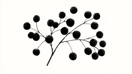 Black berries branch illustration