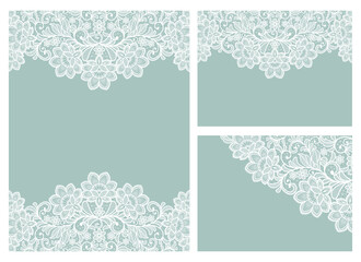 Template frame  design for card. Invitation with lace flowers