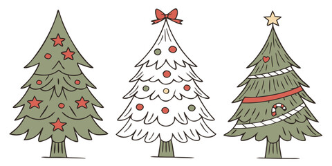 Obraz premium Decorative Christmas Tree Silhouette Set