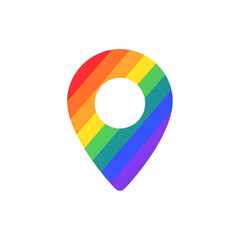 Obraz premium LGBTQ Pride rainbow flag map pin location marker.