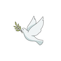 Peace Dove Christmas Vector | Minimal Holiday Symbol Illustration | Simple Flat White Dove Design
