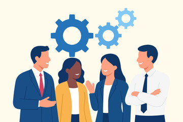 Business Discussion and Teamwork Concept Flat Vector Illustration