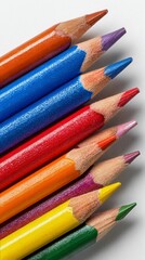 Fototapeta premium Colorful Assortment of Sharpened Colored Pencils for Art and Creativity