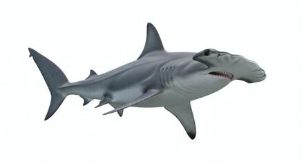 Fototapeta premium Hammerhead Shark Isolated Marine Predator, Underwater Wildlife, isolated on white background