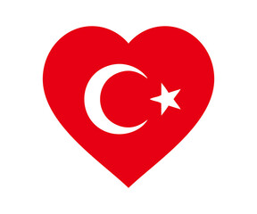 Obraz premium Turkey flag heart shape illustration on transparent background. 