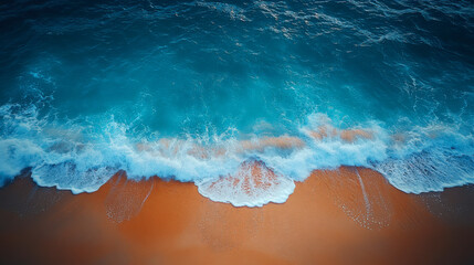 Fototapeta premium Aerial beach waves sand ocean view