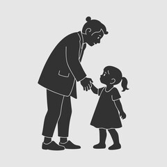 Little girl holding elderly woman&rsquo;s hand