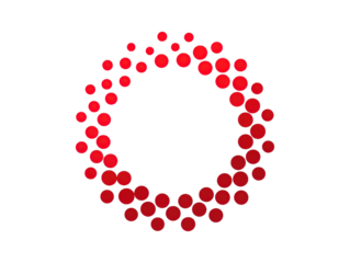 Abstract image showcasing a circle formed by red dots on a transparent background