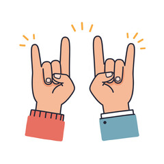 Fototapeta premium Two hands making rock gesture with rays of excitement around 