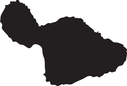 Maui Island Map and Silhouette Shape Hawaii