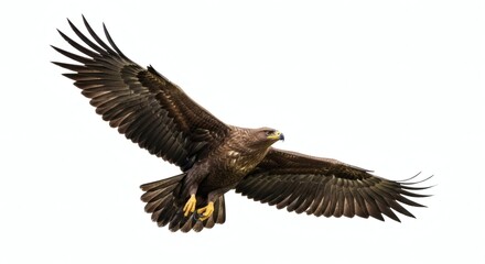 Obraz premium Eagle Flying Isolated Majestic Bird of Prey in Flight, isolated on white background