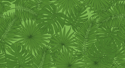 Vibrant tropical foliage pattern in lush green tones brings the exotic jungle to life creating an instantly refreshing and natural backdrop for your designs.