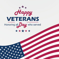 Veterans day banner background with folded flag of United States. November 11 National holiday of the USA. Vector illustration. stock illustration