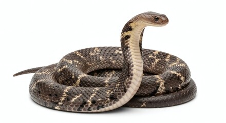 Fototapeta premium Cobra Snake Isolated Venomous Reptile on White Background, isolated on white background