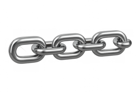 Metal chain link demonstrating strength, connection, and security on a transparent background - Powered by Adobe