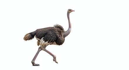 Obraz premium Ostrich Isolated Walking African Bird on White Background, isolated on white background