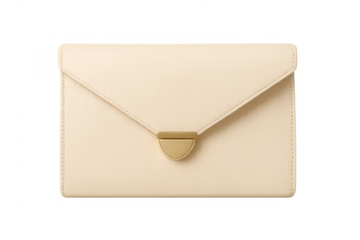 Beige leather clutch handbag with gold clasp