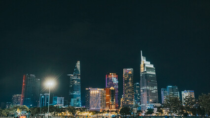 Obraz premium Illuminated Ho Chi Minh City Skyline at Night