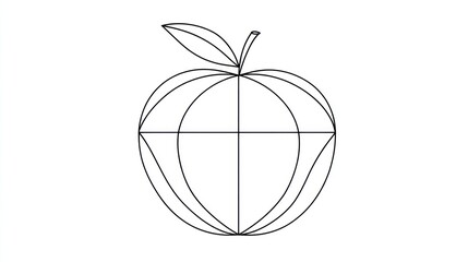 Obraz premium Simple line art apple illustration