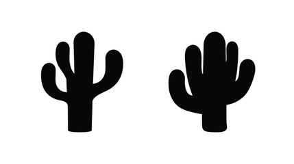 Obraz premium Silhouette desert cactus icons set natural beauty wild flora plants western desert landscape