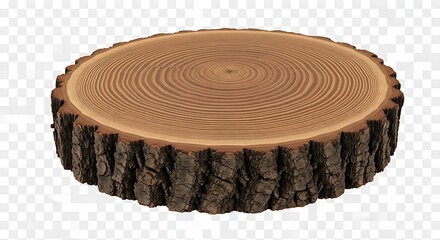 Natural tree log section with exposed wood grain and ring patterns, presented as a standalone, clear-cut element