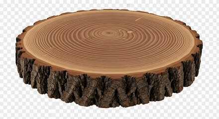 Natural tree log section with exposed wood grain and ring patterns, presented as a standalone, clear-cut element
