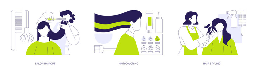 Hair salon isolated cartoon vector illustrations se