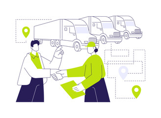 Contracting a truckload carrier abstract concept vector illustration.