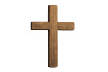 Wooden christian cross symbol representing faith, spirituality, religion, and sacrifice on transparent background