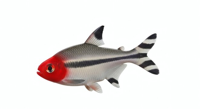 Rummy Nose Tetra Fish Tropical Aquarium Fish Isolated on White, isolated on white background