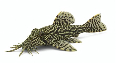 Pleco Fish Isolated Bristlenose Pleco, Freshwater Aquarium Fish, isolated on white background