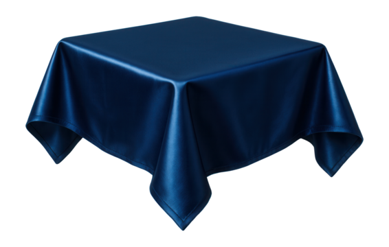 Deep blue square silk tablecloth, perfect for elevating a small dining space.