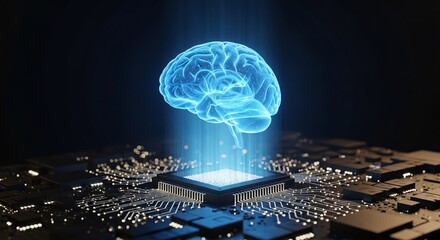 Artificial intelligence brain and computer processor technology future concept