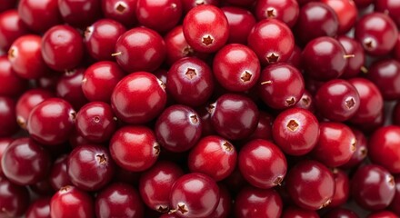 Fresh Red Cranberries Pile Close Up Fruit Harvest