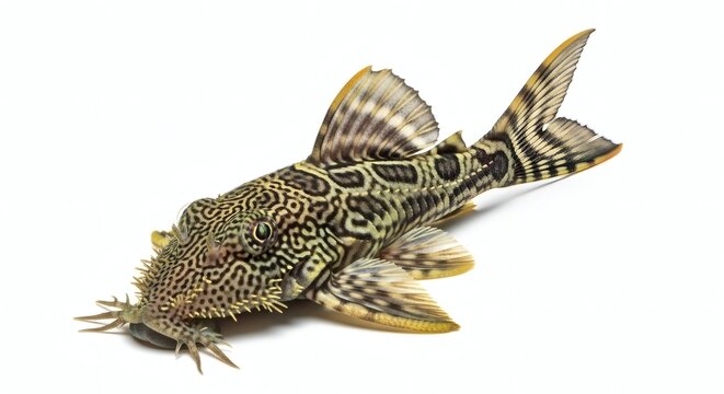 Pleco Fish, Hypostomus Plecostomus, Common Pleco, Isolated on White, isolated on white background