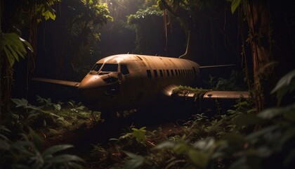 Flugzeugwrack  im Urwald