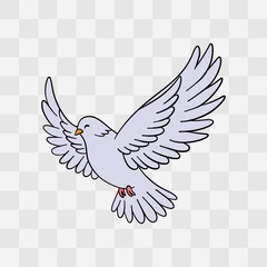 Elegant hand-drawn dove illustration on a transparent background for Valentine’s Day designs. Symbol of love, peace, and romance 