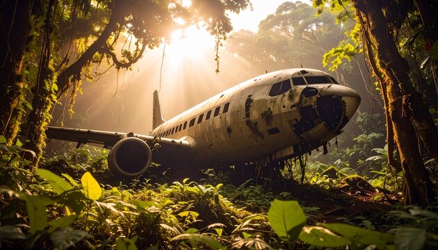 Flugzeugwrack  im Urwald
