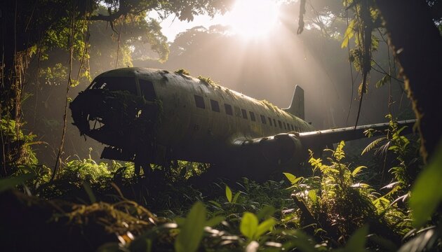 Flugzeugwrack  im Urwald