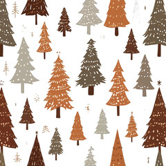 A pattern of Christmas trees on a white background.
