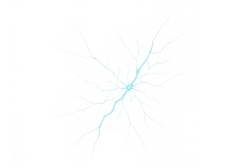 Electrical lightning bolt on transparent background displaying powerful energy, electric spark, and dynamic storm effect